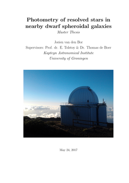 Photometry of Resolved Stars in Nearby Dwarf Spheroidal Galaxies Master Thesis