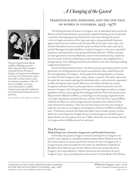 A Changing of the Guard Traditionalists, Feminists, and the New Face of Women in Congress, 1955–1976