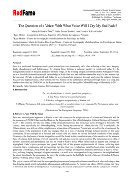 The Question of a Voice: with What Voice Will I Cry My Sad Fado?
