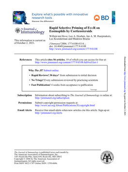 Eosinophils by Corticosteroids R on Α Rapid Selective Priming of Fc