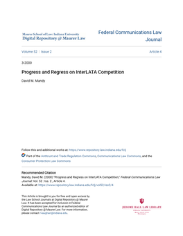 Progress and Regress on Interlata Competition