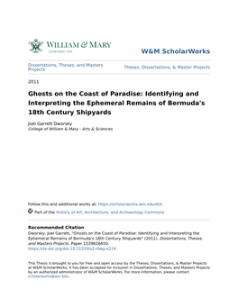 Ghosts on the Coast of Paradise: Identifying and Interpreting the Ephemeral Remains of Bermuda's 18Th Century Shipyards