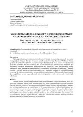 Prace Komisji Krajobrazu Kulturowego Nr 22 Komisja Krajobrazu Kulturowego PTG, Sosnowiec, 2013, 63-76