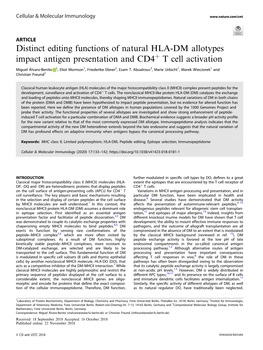 Distinct Editing Functions of Natural HLA-DM Allotypes Impact Antigen Presentation and CD4+ T Cell Activation