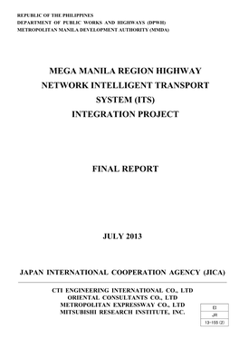 Mega Manila Region Highway Network Intelligent Transport System (Its) Integration Project