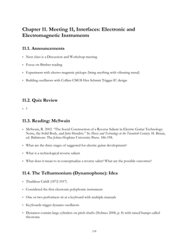 Interfaces: Electronic and Electromagnetic Instruments, Session 11