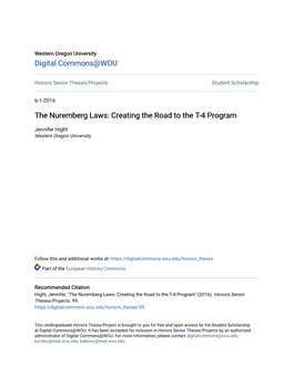 The Nuremberg Laws: Creating the Road to the T-4 Program