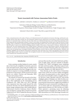 Yeasts Associated with Various Amazonian Native Fruits