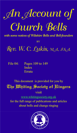 An Account of Church Bells, with Some Notices of Wiltshire Bells And