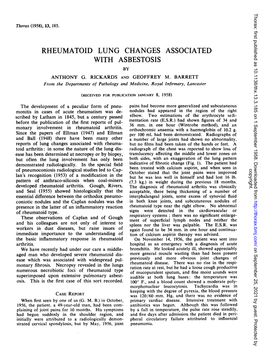 Rheumatoid Lung Changes Associated with Asbestosis by Anthony G