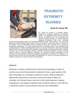 Traumatic Extremity Injuries