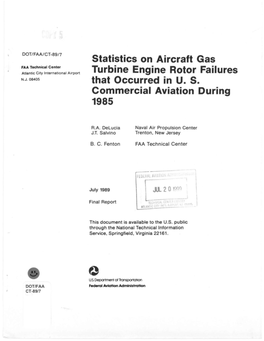Statistics on Aircraft Gas Turbine Engine Rotor Failures That Occurred