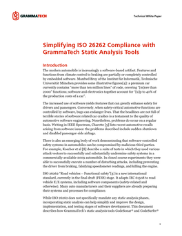 Simplifying ISO 26262 Compliance with Grammatech Static Analysis Tools