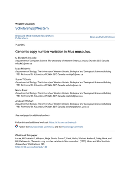 Genomic Copy Number Variation in Mus Musculus