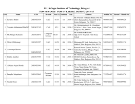 K.L.S.Gogte Institute of Technology, Belagavi TOP 10 RANKS for I YEAR B.E