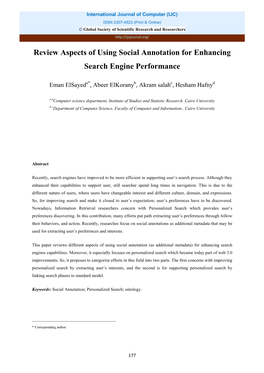 Review Aspects of Using Social Annotation for Enhancing Search Engine Performance