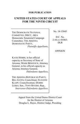The Democratic National Committee V. Hobbs