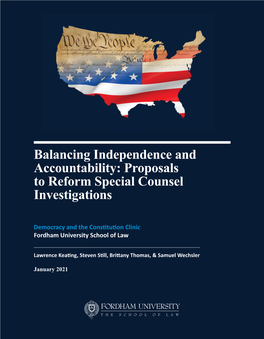 Proposals to Reform Special Counsel Investigations