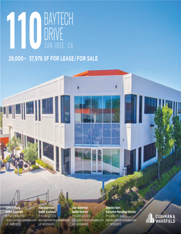 Baytech Drive 110 San Jose, Ca ±29,000 – ±57,976 Sf for Lease/For Sale