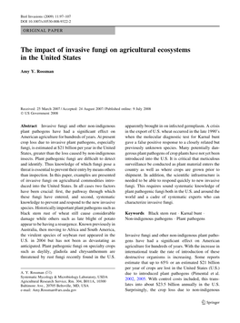 The Impact of Invasive Fungi on Agricultural Ecosystems in the United States