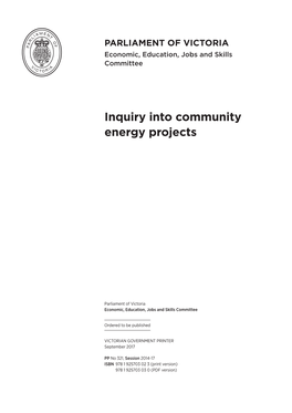 Inquiry Into Community Energy Projects