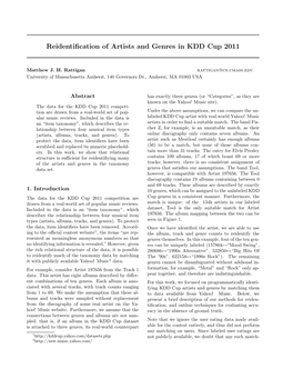 Reidentification of Artists and Genres in KDD Cup 2011