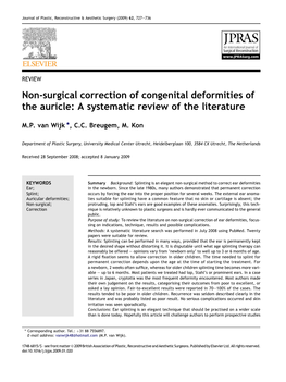 Non-Surgical Correction of Congenital Deformities of the Auricle: a Systematic Review of the Literature