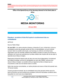 Media Monitoring Is Sent to You Only for Your Information