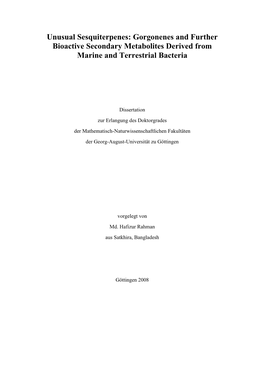 Gorgonenes and Further Bioactive Secondary Metabolites Derived from Marine and Terrestrial Bacteria