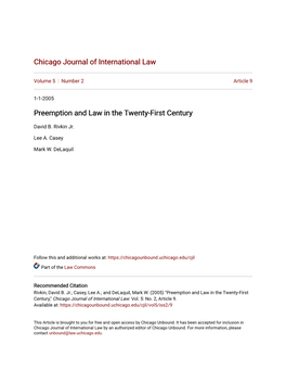 Preemption and Law in the Twenty-First Century