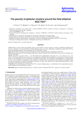 The Paucity of Globular Clusters Around the Field Elliptical NGC 7507⋆