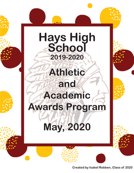 Hays High School 2019-2020 Athletic and Academic Awards Program