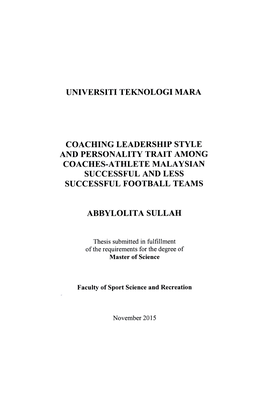 Universiti Teknologi Mara Coaching Leadership Style