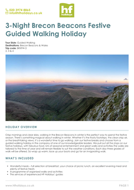 3-Night Brecon Beacons Festive Guided Walking Holiday