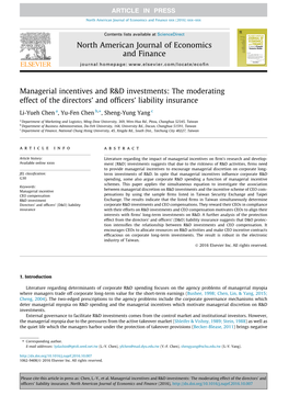 Managerial Incentives and R&D Investments: the Moderating Effect