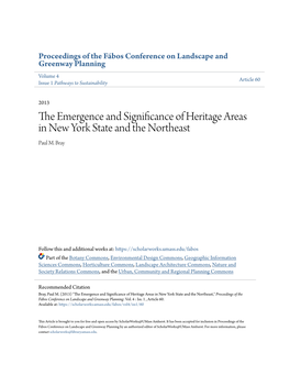 The Emergence and Significance of Heritage Areas in New York State and the Northeast