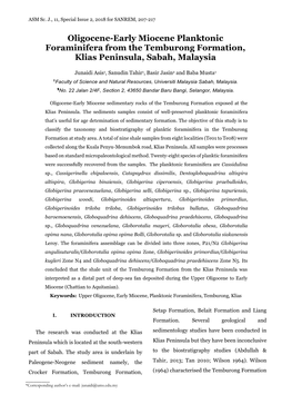Oligocene-Early Miocene Planktonic Foraminifera from the Temburong Formation, Klias Peninsula, Sabah, Malaysia