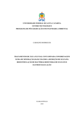 Universidade Federal De Santa Catarina Centro Tecnológico Programa De Pós-Graduação Em Engenharia Ambiental