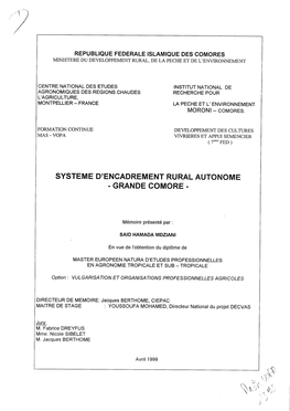 Systeme D'encadrement Rural Autonome - Grande Comore