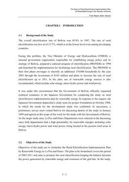 Ification Implementation Plan by Renewable Energy in the Republic of Bolivia