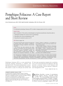 Pemphigus Foliaceus: a Case Report and Short Review