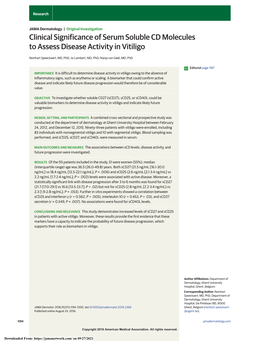 Clinical Significance of Serum Soluble CD Molecules to Assess Disease Activity in Vitiligo