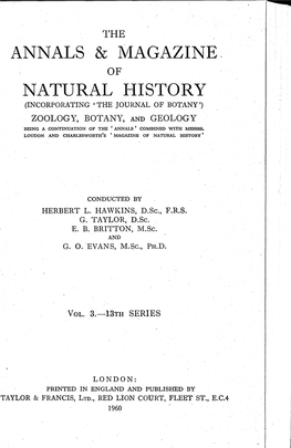 Annals & Magazine Natural History