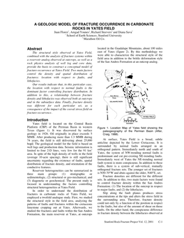 Abstract Introduction a GEOLOGIC MODEL of FRACTURE