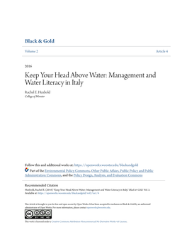 Management and Water Literacy in Italy Rachel E