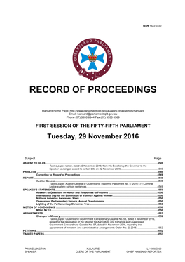 Record of Proceedings