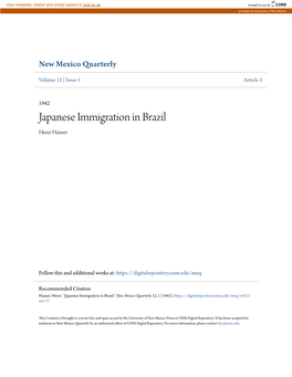 Japanese Immigration in Brazil Henri Hauser