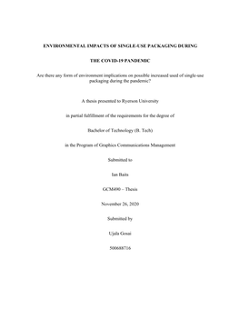 Environmental Impacts of Single-Use Packaging During