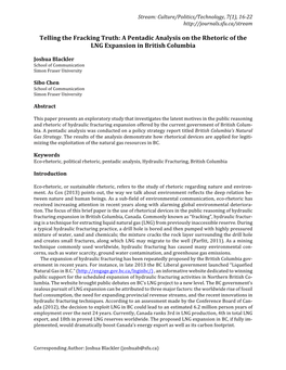 Telling the Fracking Truth: a Pentadic Analysis on the Rhetoric of the LNG Expansion in British Columbia