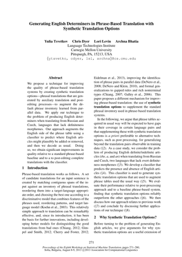 Generating English Determiners in Phrase-Based Translation with Synthetic Translation Options